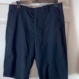 Gino Lussari  Men’s Shorts Black Linen Blend Size 32 Tab Front Button zipper
